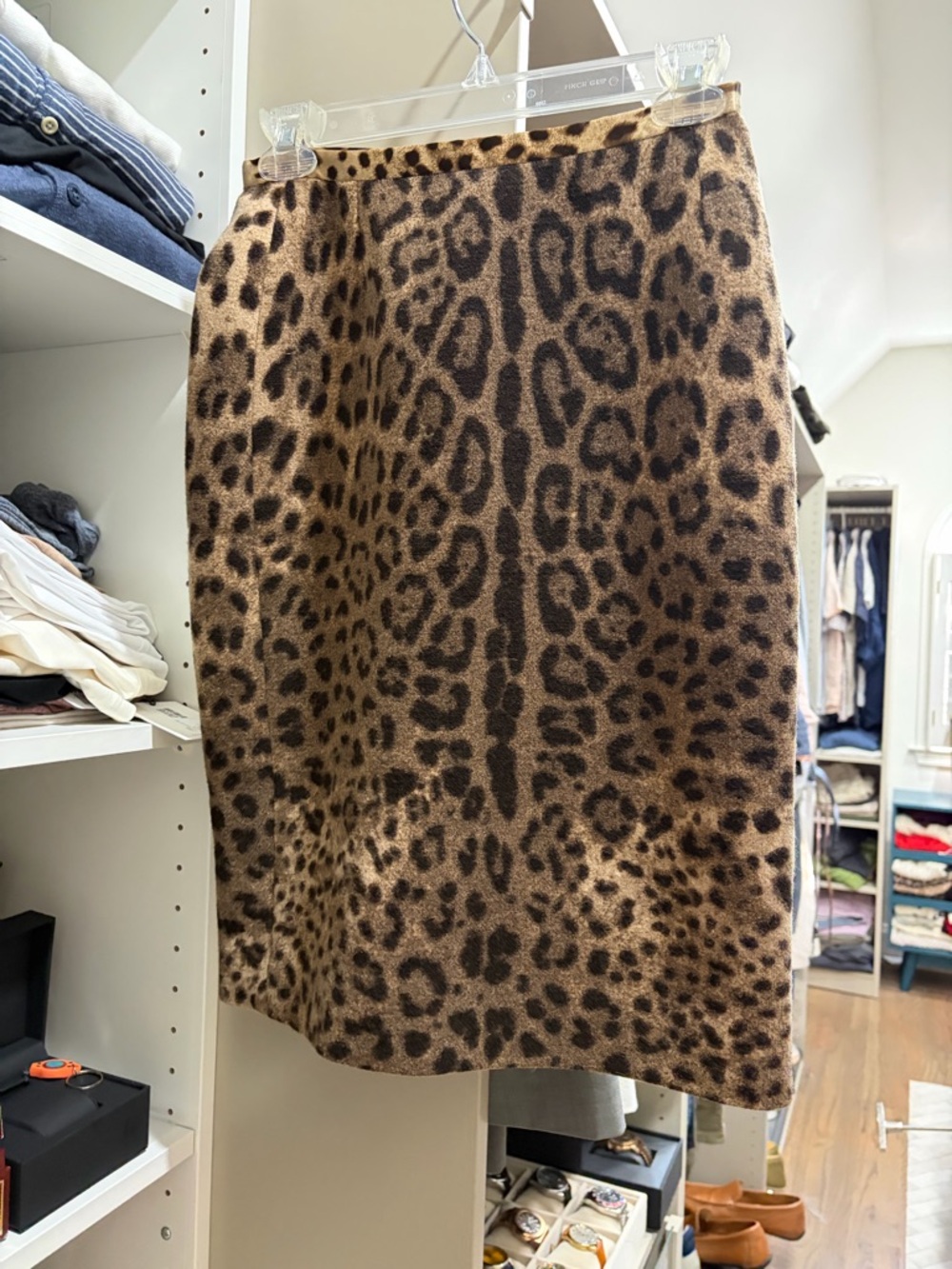 Dolce & Gabbana Leopard-Print Pencil Skirt in Brown and Black